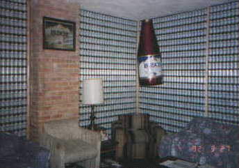 The original wall of beer cans at Busch Mountains